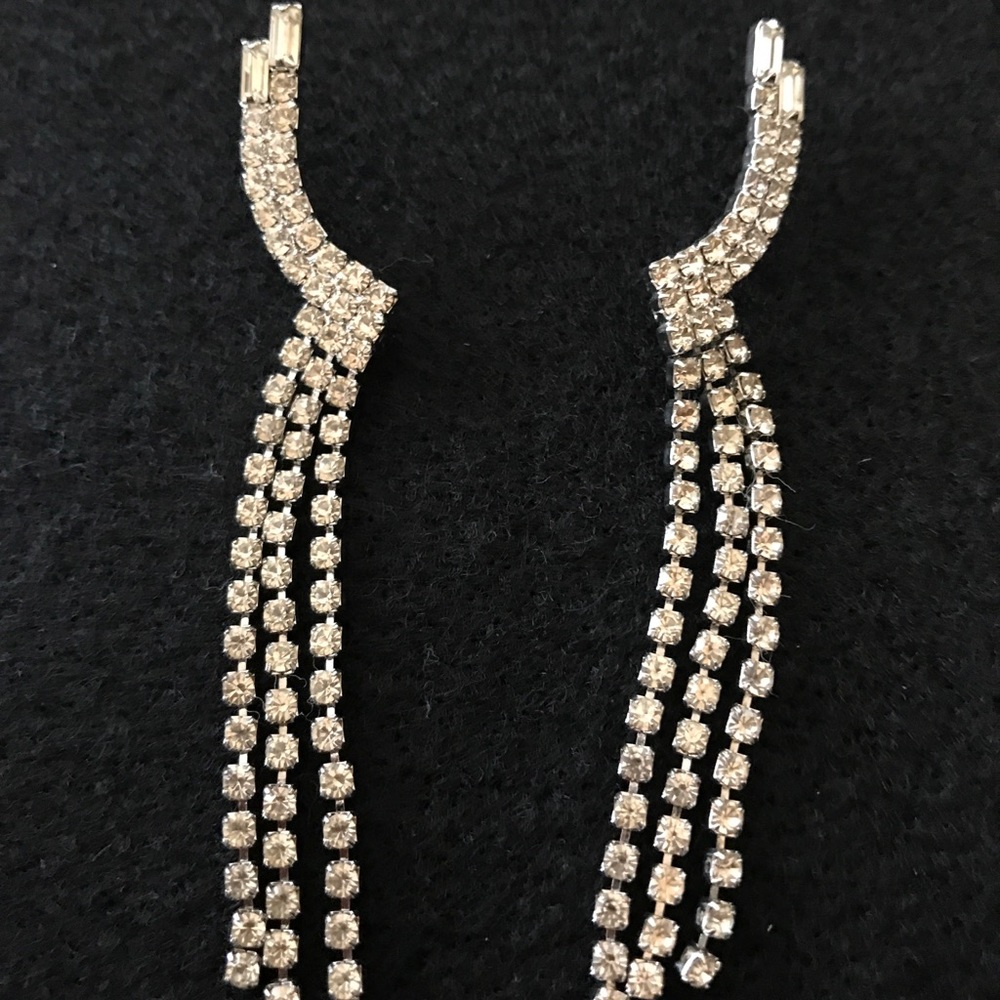 Vintage Rhinestone Earrings Pierced. About 3”